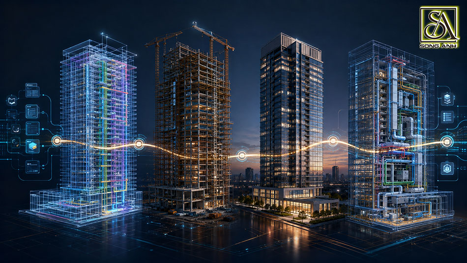 Dữ liệu BIM xuyên suốt từ thiết kế, thi công, bàn giao đến vận hành công trình cao tầng